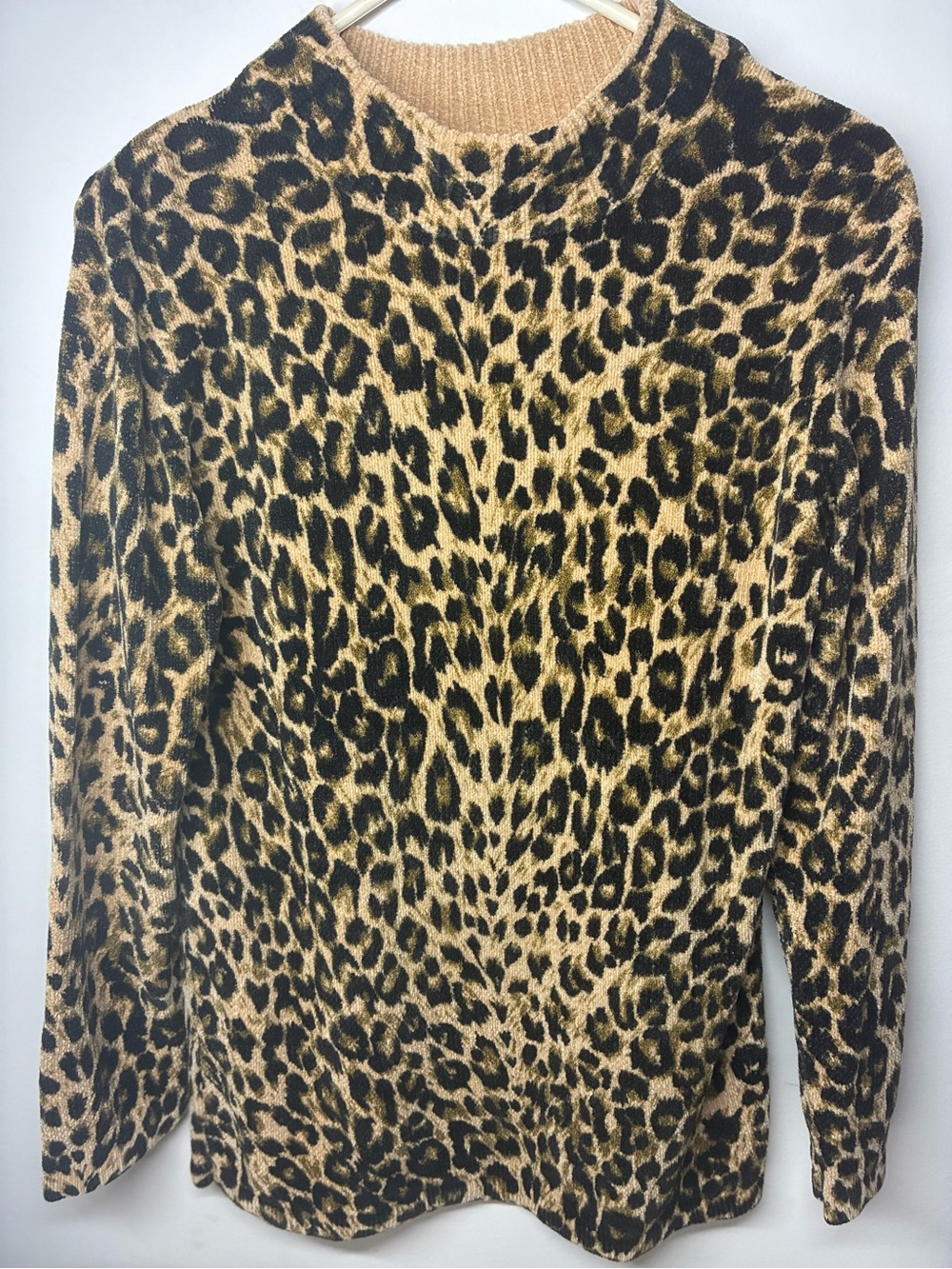 Leopard Print Turtleneck Sweater - Tan & Black